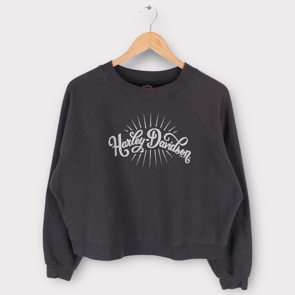 Harley-Davidson Tops - Harley-Davidson Cropped Crewneck Sweatshirt Graphic Gray Women's Large